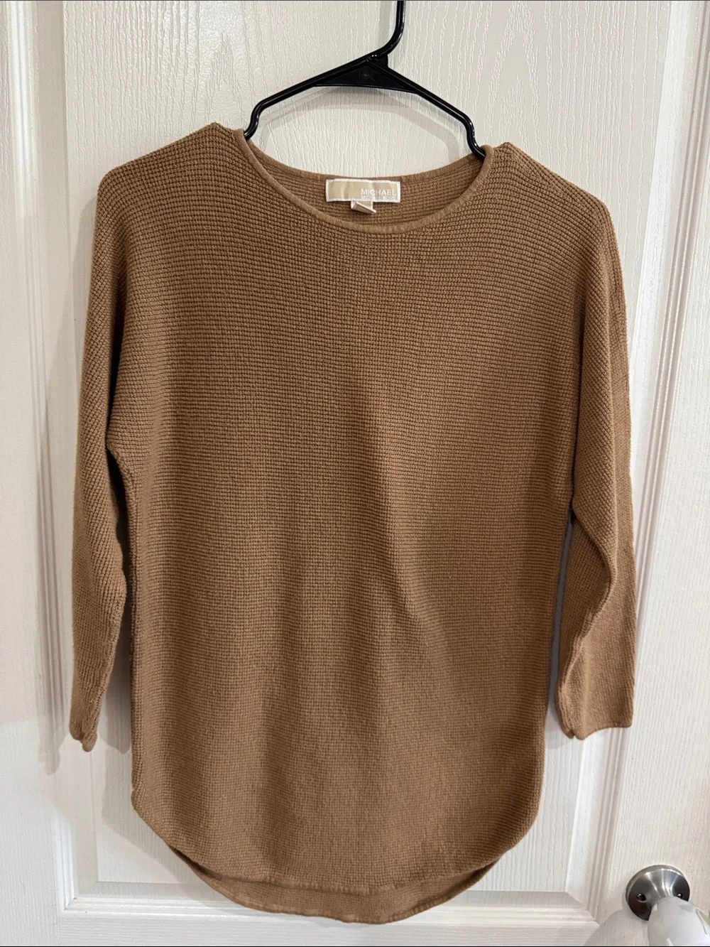 Michael Kors Camel Scoop Neck Knit Top